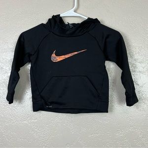 Nike boy long‎ sleeve athletic black orange hoodie sweatshirt size 3T/. 2/3 YRS